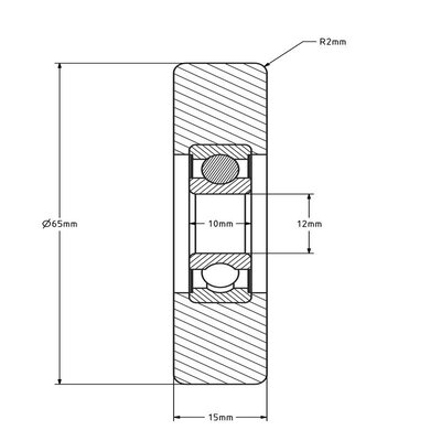 Guide roller 65 mm - polyurethane - 135 kg