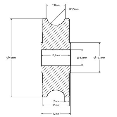Disco de cabo 40 mm com ranhura em U - 85 kg