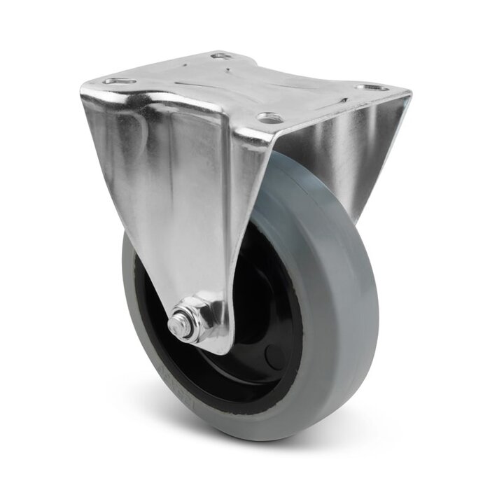 Rubber fixed wheel 100 mm - roller bearing - 160 kg