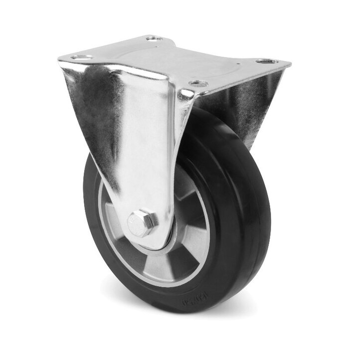 Roda fixa de borracha 125 mm - rolamento de esferas - 300 kg