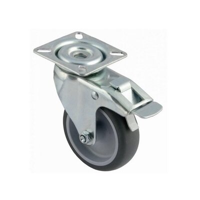 Rubber swivel castor with brake 100 mm - plate - 80 kg