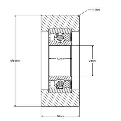 Guide roller 60 mm - polyurethane - 70 kg
