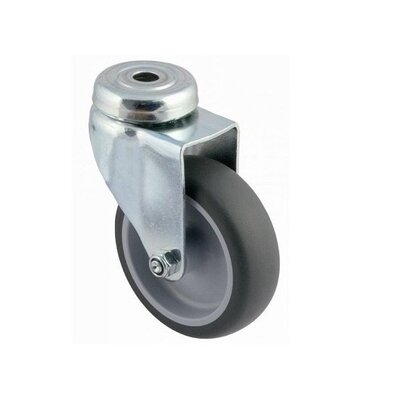 Roulette pivotante en caoutchouc 50 mm - trou de boulon - 40 kg