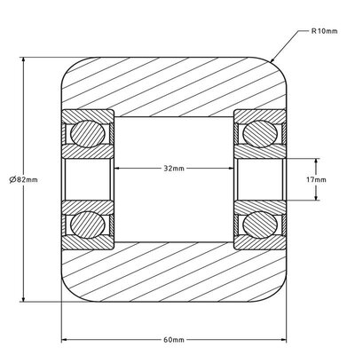 Rullo per pallet in nylon 82x60 mm - cuscinetto a sfere - 700 kg