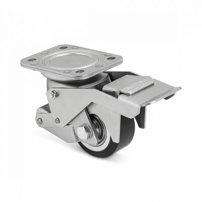 Roda giratória de elevação com base regulável 75 mm - PU - 350 kg