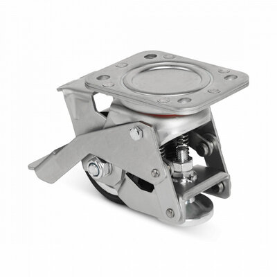 Roda giratória de elevação com base regulável 75 mm - PU - 350 kg