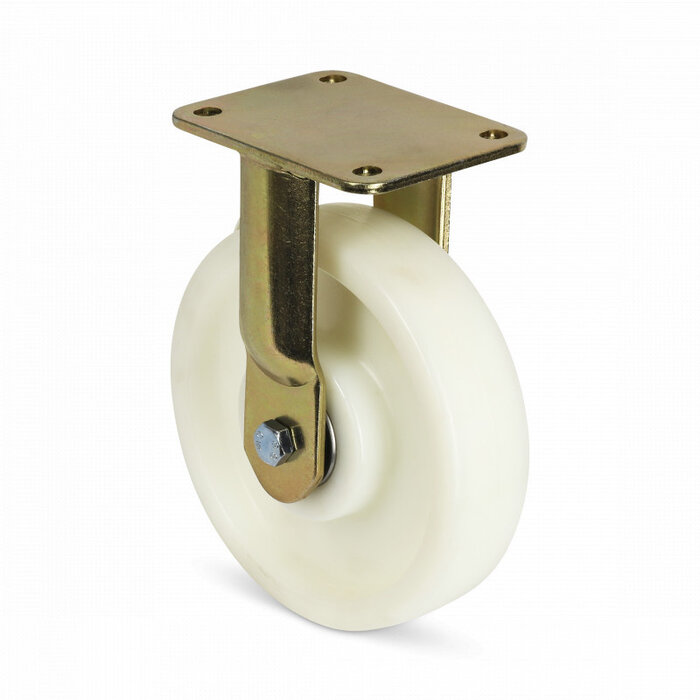 Kraftigt fast länkhjul i nylon 250 mm - kullager - 1500 kg