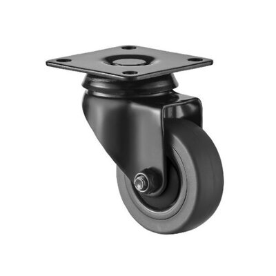 Svart svingbart hjul 50 mm - plate - 40 kg