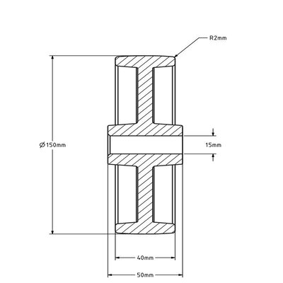 Roue en nylon 150 mm - trou d'axe 15 mm - 400 kg