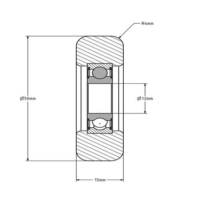 Guide roller 50 mm - polyamide - 80 kg