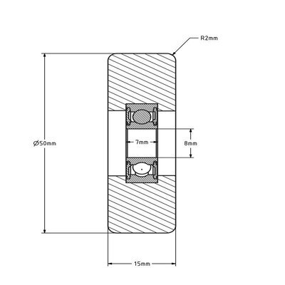 Guide roller 50 mm - polyurethane - 80 kg
