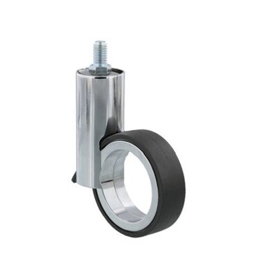 Roda para móveis de design cromado com travão 67 mm - M10