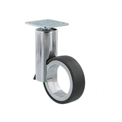 Rodízio de móveis de design cromado com travão 67 mm - placa