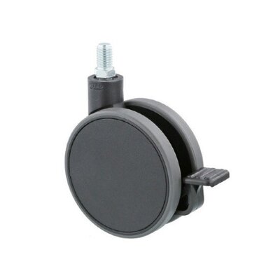 Черно мебелно колелце със спирачка 80 mm - M8