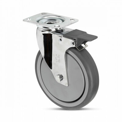 Utrustning svängbart länkhjul med broms 150 mm - kullager - 100 kg