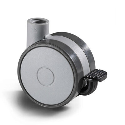 Rueda gris para muebles con freno 60 mm - M10X25