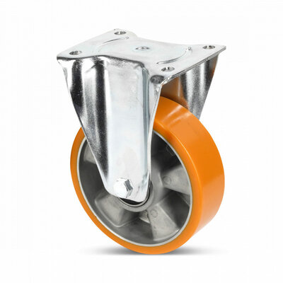 Roda fixa em PU 200 mm - reforçada - rolamento de esferas - 800 kg