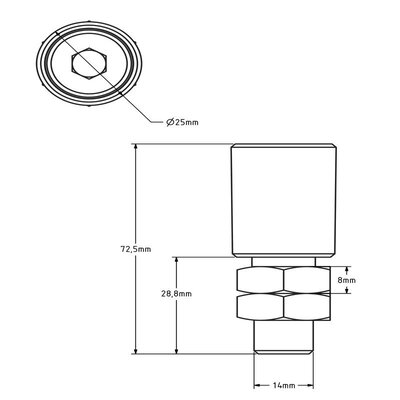 Guide roller 25 mm sliding gate - polyamide - 70 kg