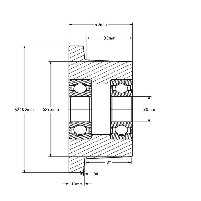 Фланцово колело 75 mm - Стомана C45 - 800 kg