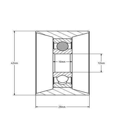 Guide roller 42x28 mm - polyamide - 110 kg