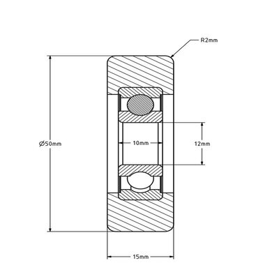Guide roller 50x15 mm - polyurethane - 80 kg