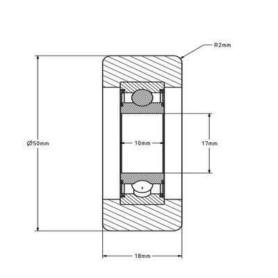 Guide roller 50x18 mm - polyurethane - 100 kg