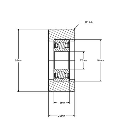 Guide roller 60x20 mm - polyurethane - 70 kg