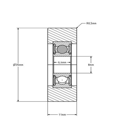 Неръждаема направляваща ролка 35x11 mm - полиуретан - 40 kg