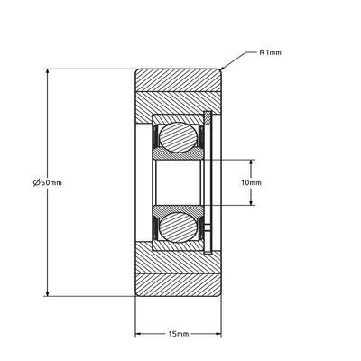 Guide roller 50x15 mm - Vulkollan - 90 kg