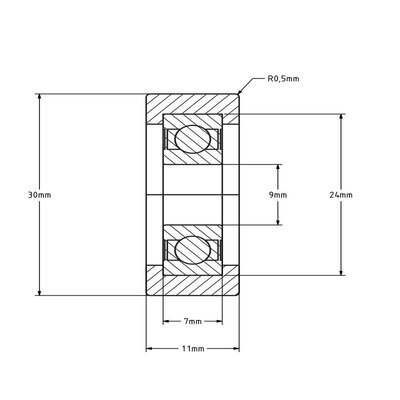 Styrerulle 30x11 mm - polyurethan - 22 kg