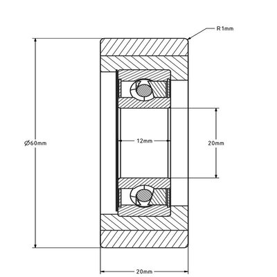 Guide roller 60x20 mm - Vulkollan - 110 kg