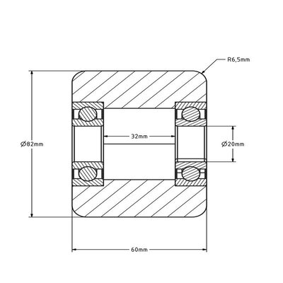 Rustfritt stål nylon palletrol 82x60 mm - rustfritt stål kulelager - 700 kg