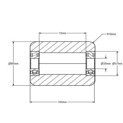 Pattino per pallet in nylon 85x100 mm - cuscinetto a sfere in acciaio inox - 1100 kg