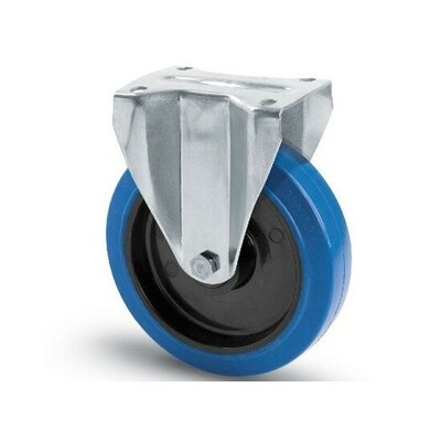Stainless steel fixed castor 125 mm - Elastic rubber - 190 kg