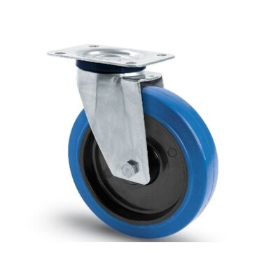 Ruota girevole in acciaio inox 80 - Gomma elastica - 110 kg