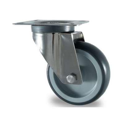 Rustfritt svinghjul 100 mm - Gummi - 100 kg