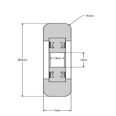Guide roller 50x15 mm - polyamide - 80 kg