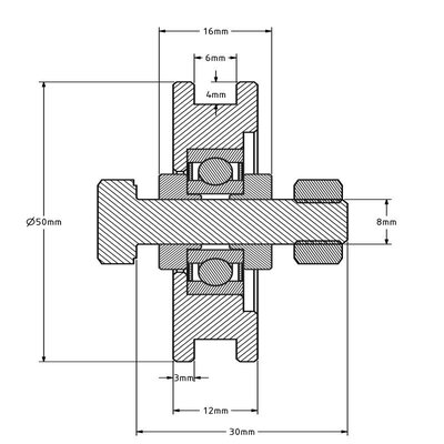 Roda dentada 50 mm com ranhura quadrada - 70 kg