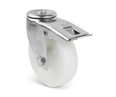 Nylon drejeligt hjul med bremse 100 mm - 200 kg