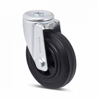 Roue pivotante en caoutchouc 80 mm - roulement à rouleaux - 50 kg