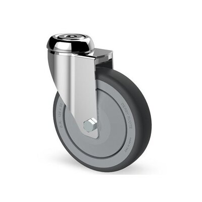 Roue pivotante en caoutchouc 100 mm - roulement à billes - 80 kg