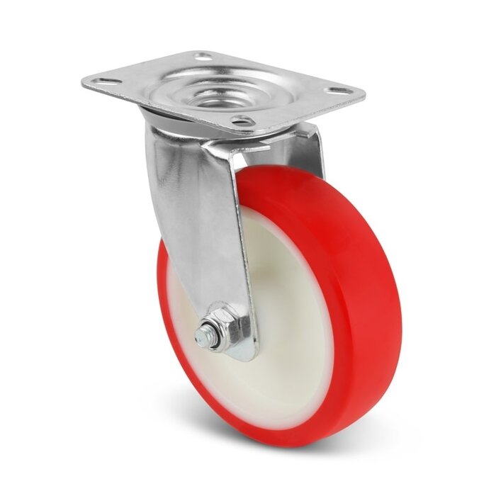 Rodízio giratório em PU 80 mm - rolamento de rolos - 130 kg