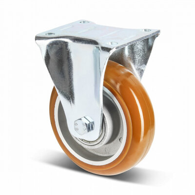 PU fixed castor 125 mm brown convex - 310 kg
