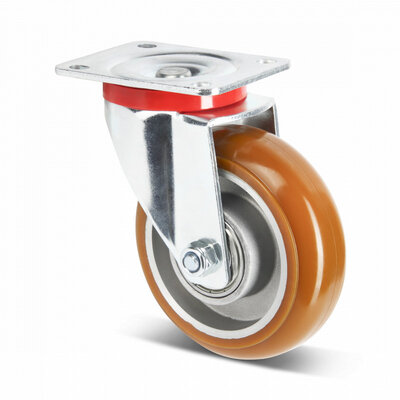 Roue pivotante en PU 100 mm, brun bombé - 270 kg