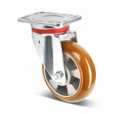 PU swivel castor 200 mm convex - 600 kg