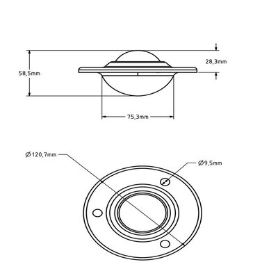 Supporto a sfera in acciaio 50,8 mm - rullo a sfera in acciaio - 340 kg