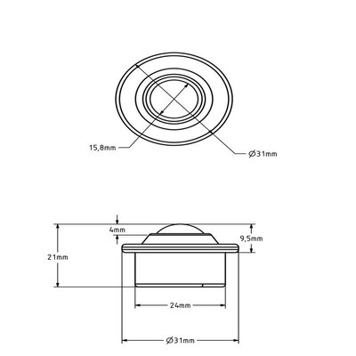 Rustfri kugleholder 15,8 mm - rustfri kuglerulle - 60 kg