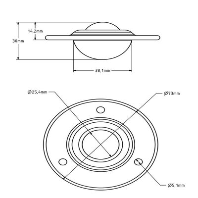 Rustfri kugleholder 25,4 mm - rustfri kuglerulle - 55 kg