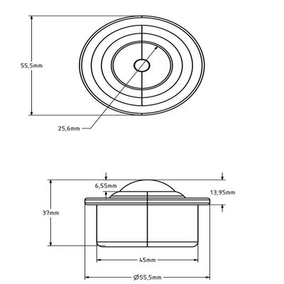 Cuscinetto a sfere in acciaio 30 mm - rullo a sfere in plastica - 100 kg