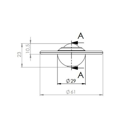 Supporto a sfere in acciaio 19 mm - rullo a sfere in plastica - 20 kg